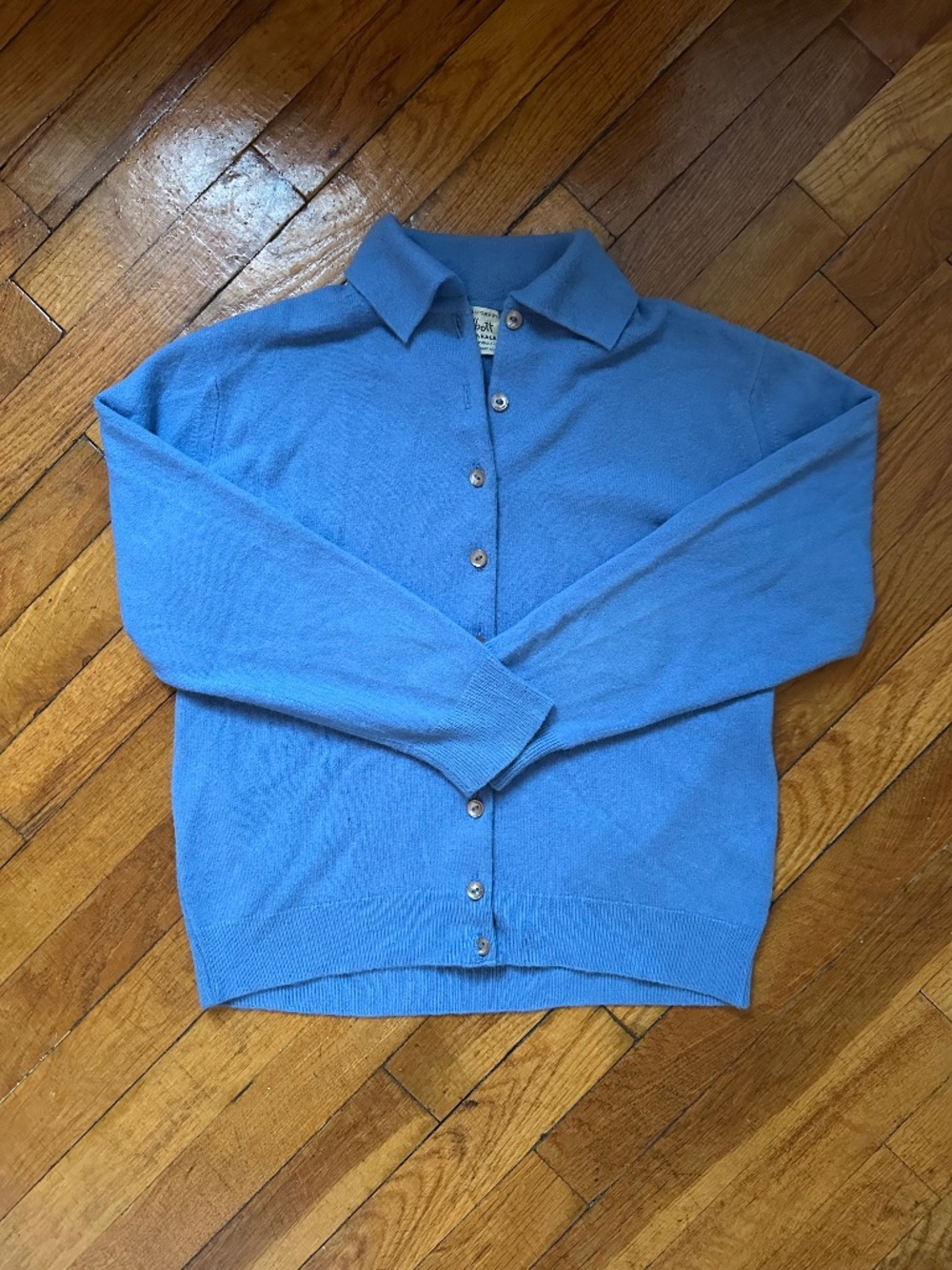 Vintage French Blue Cashmere Cardigan